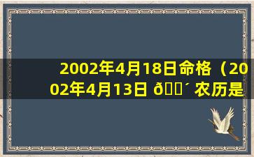 2002年4月18日命格（2002年4月13日 🌴 农历是 🦉 多少）